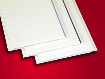 Dekoratif çizgi ile beyaz cilalı PVC tavan panelleri, oda pvc tavan panoları dekorasyon